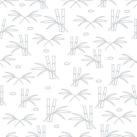Cute seamless pattern with stones and bamboo leaves and stems. Design for poster or print.のイラスト素材