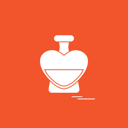 Cute vector illustration of perfume bottle in the shape of heart. Design for banner, flyer, poster or print. Greeting card Valentines Day.のイラスト素材