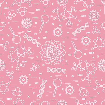 Seamless pattern with variety scientific, education elements. Design for banner, poster or print.のイラスト素材