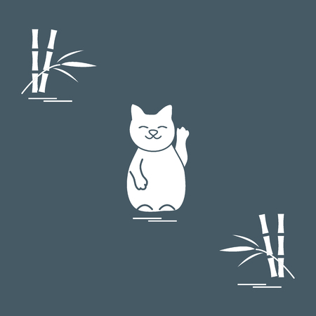 Stylized icon of japanese lucky cat Maneki Neko. Travel and leisure. Design for banner, poster or print.のイラスト素材