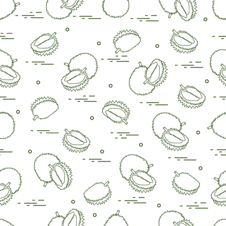 Cute seamless pattern with exotic fruits durian.Thailand theme. Design for poster or print.のイラスト素材