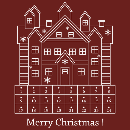 Cute vector illustration: Christmas Advent Calendar. Design for postcard, banner, poster or print.のイラスト素材