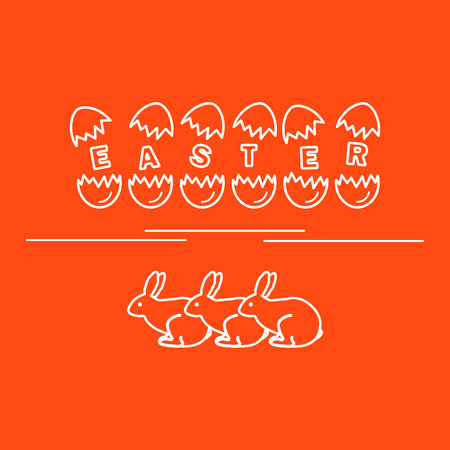 Cute vector illustration with symbols for Easter. Design for banner, poster or print.のイラスト素材