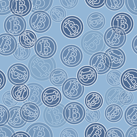 Seamless pattern with bitcoins. Finance and virtual currency. Design for banner, poster or print.のイラスト素材