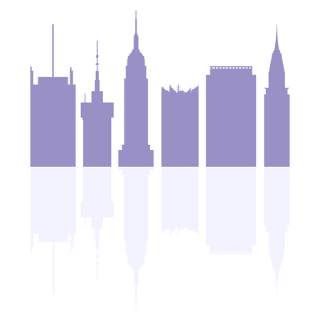 Silhouettes of modern buildings in the USA. Tall buildings and  skyscrapers.のイラスト素材