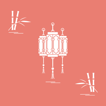 Chinese lanterns and bamboo. Travel and leisure. Design for banner, poster or print.のイラスト素材