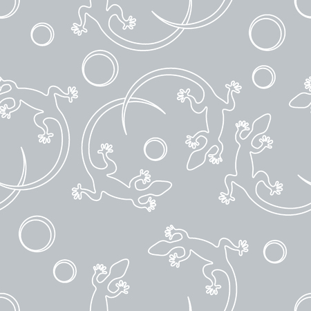 Cute seamless pattern with lizards and circles. Design for poster or print.のイラスト素材