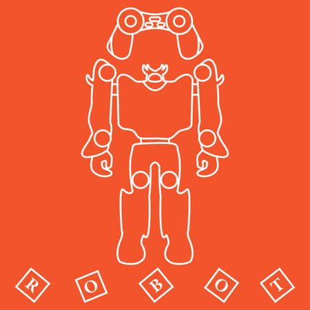 Toys for children: robot, remote control, cubes. Design for banner, poster or print.のイラスト素材
