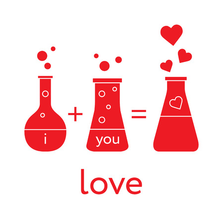 You and me and our chemistry of love. Design for banner, poster or print. Greeting card Valentine's Day.のイラスト素材