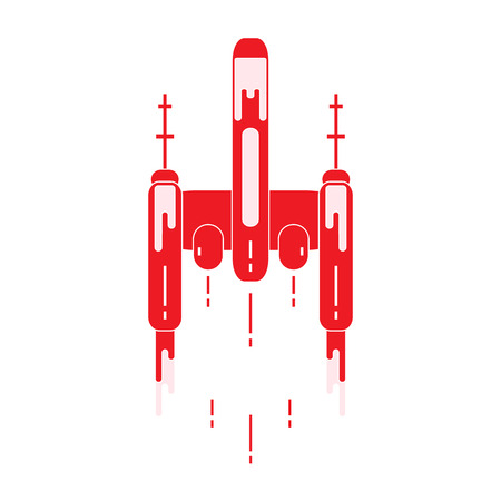 Spaceship. Space exploration, science, technology. Design for banner, poster or print.のイラスト素材