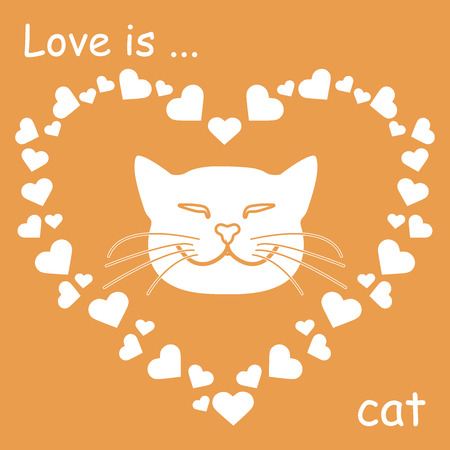 Heart composed of many hearts and cute cat. Design for banner, poster or print. Valentine's Dayのイラスト素材
