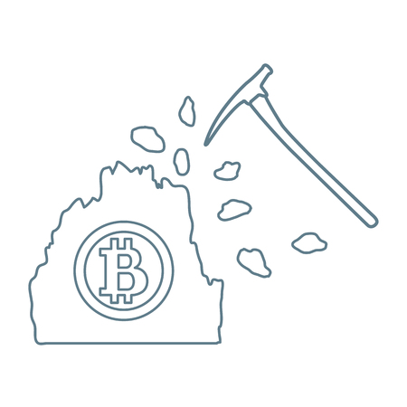Mining of bitcoins. Digital currency. Blockchain technology.のイラスト素材