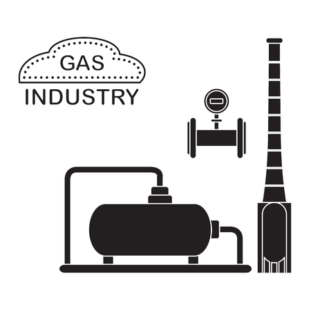 Gas processing plant. Industrial gas meter. Design for announcement, advertisement, banner or print.のイラスト素材