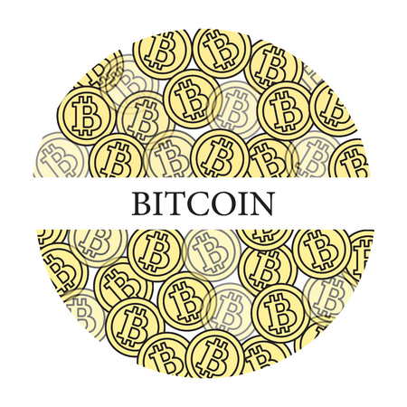 Bitcoins. Digital currency. Blockchain technology. Design for banner and print.のイラスト素材