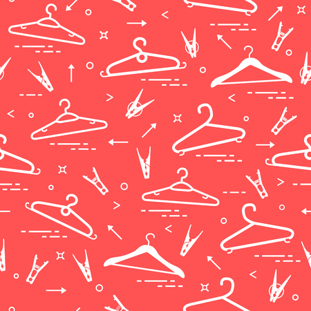 Seamless pattern with clothes hangers and clothespinsのイラスト素材