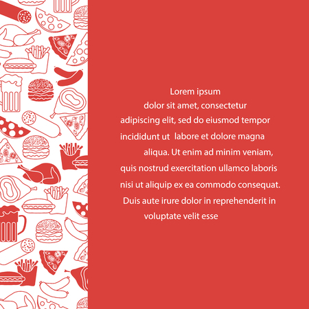 Beer, different types of food and fast food vector illustrationのイラスト素材