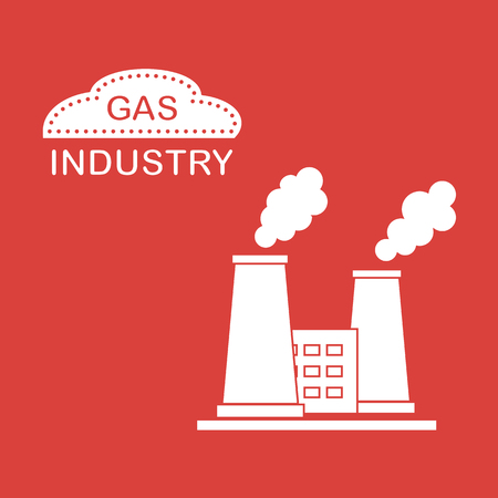 Gas processing plant with smoking chimneys vector illustrationのイラスト素材