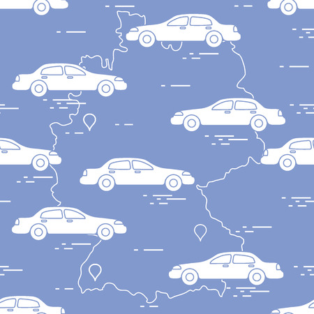 Pattern with cars and mapのイラスト素材
