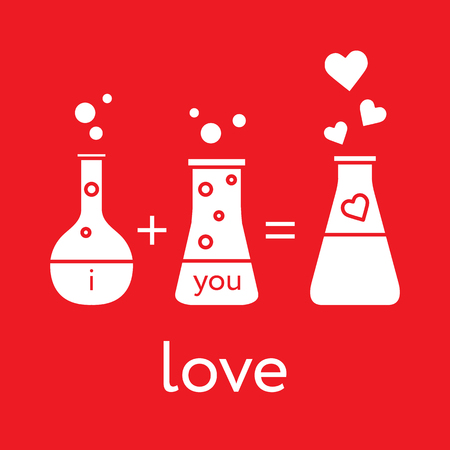 You and me and our chemistry of love. Design for banner, poster or print. Greeting card Valentine's Day.のイラスト素材