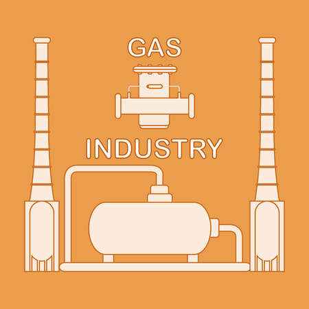 Gas processing plant. Gas filter. Design for announcement, advertisement, banner or print.のイラスト素材