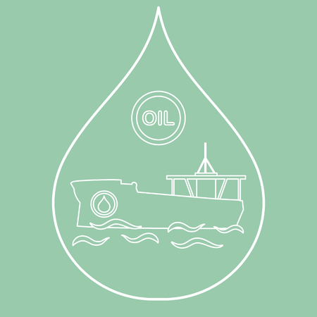 Drop inside which a tanker carrying oil. Production and transportation of oil.のイラスト素材