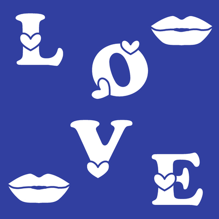 Love letter with hearts and a kisses. Love symbol. Design for banner, poster or print. Valentine's Dayのイラスト素材