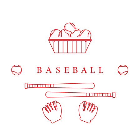 Gloves, balls, baseball bats. Baseball equipment. Sports elements.のイラスト素材