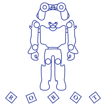 Toys for children: robot, remote control, cubes. Design for banner, poster or print.のイラスト素材