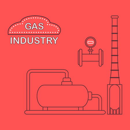 Gas processing plant. Industrial gas meter. Design for announcement, advertisement, banner or print.のイラスト素材