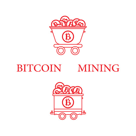 Mining of bitcoins. Mining trolleys with bitcoins. Digital currency. Blockchain technology.のイラスト素材