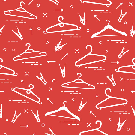 Clothes hangers and clothespins seamless pattern. Design for banner and print.のイラスト素材