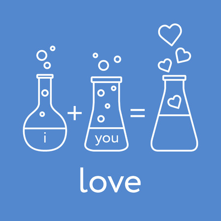 You and me and our chemistry of love. Design for banner, poster or print. Greeting card Valentine's Day.のイラスト素材