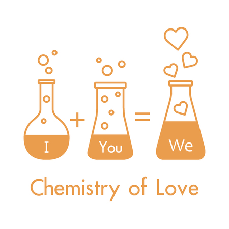 You and me and our chemistry of love. Design for banner, poster or print. Greeting card Valentine's Day.のイラスト素材