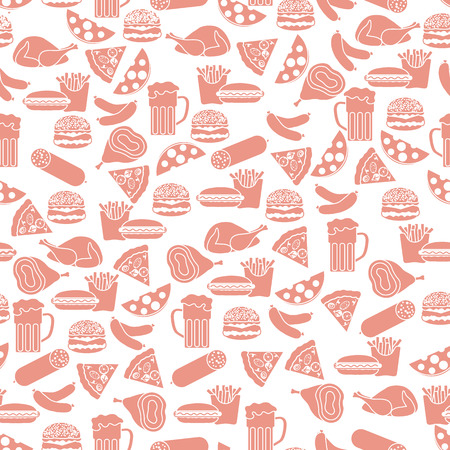 Seamless pattern with different foods. Design for banner and print. Vector illustration.のイラスト素材