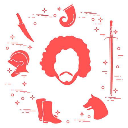 Symbols and heroes of the popular fantasy television series. Art and cinema theme.のイラスト素材