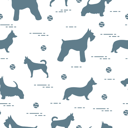 Seamless pattern with dogs and tennis balls. Game of pet.のイラスト素材