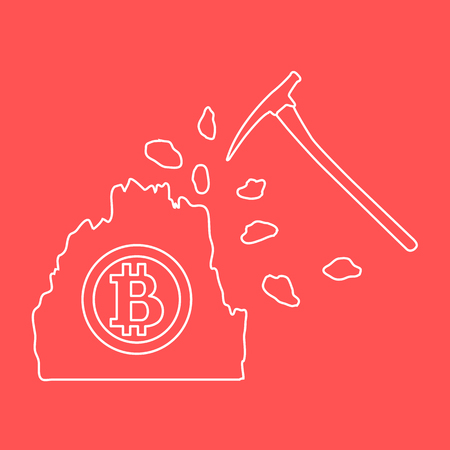 Mining of bitcoins. Digital currency Blockchain technology Vector illustration.のイラスト素材