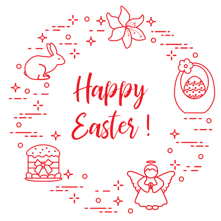 Easter symbols. Happy Easter greeting vector illustration.のイラスト素材
