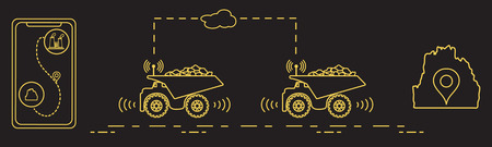 Smart transportation and trucking, monitoring and control of trucking, new technologies icon.