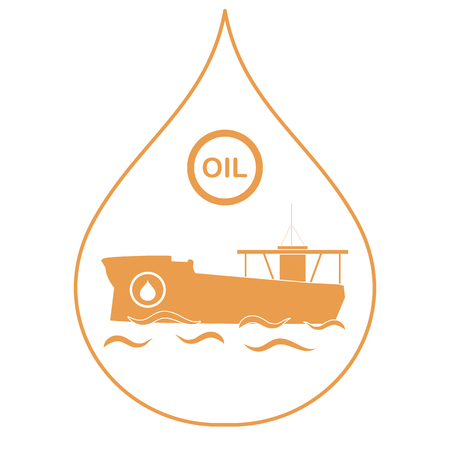Drop inside which a tanker carrying oil. Production and transportation of oil.のイラスト素材