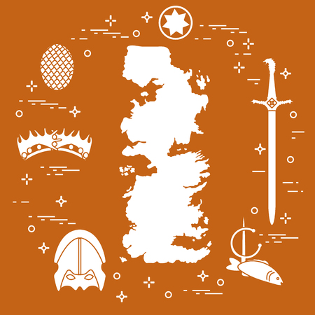 Symbols of the popular fantasy television series. Art and cinema theme.のイラスト素材