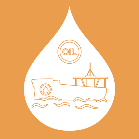 Drop inside which a tanker carrying oil. Production and transportation of oil.のイラスト素材