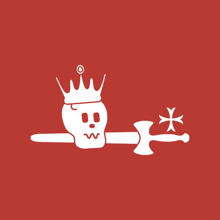 Skull, crown, sword, cross. Design element for postcard, banner or print. のイラスト素材