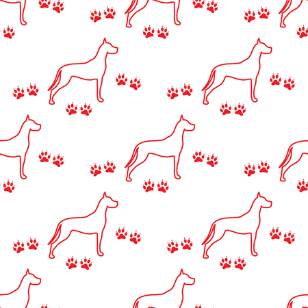 Seamless pattern with dog and dog tracks. Animal pattern.のイラスト素材