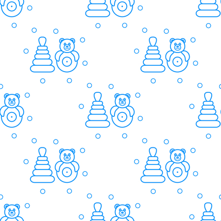 Seamless pattern with children's toys. Roly-poly, pyramid.のイラスト素材