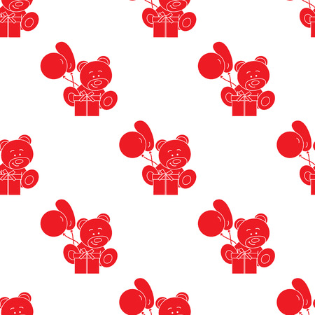 Seamless pattern with children's toys. Bear, gift, balloons.のイラスト素材