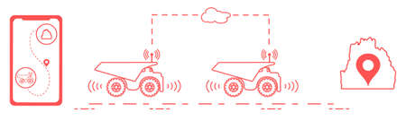 Smart transportations and trucking. Monitoring and control of trucking. New technologies.のイラスト素材