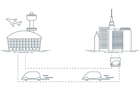 High-speed transportation of passengers from the city to the airport. Scientific and technical progress. New technology.のイラスト素材