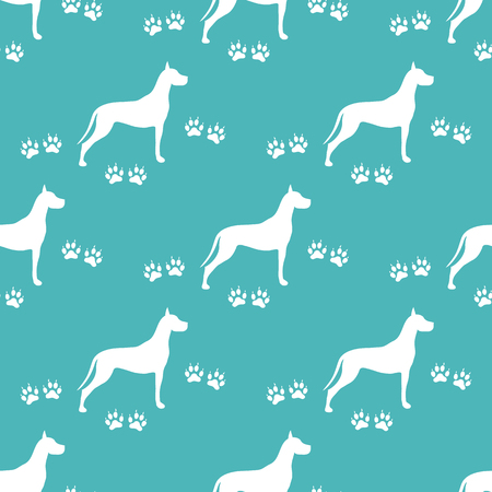 Seamless pattern with dog and dog tracks. Animal pattern.のイラスト素材