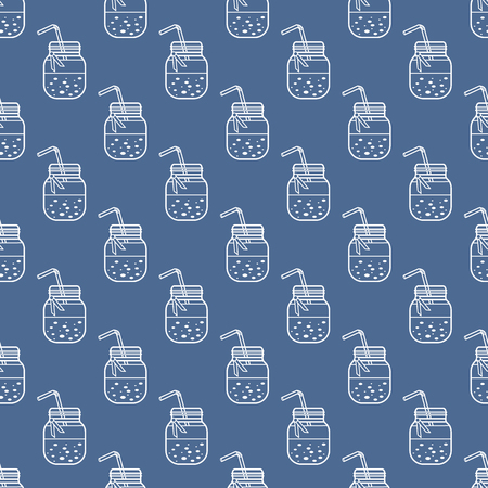 Seamless pattern with smoothie in jars and tubes. Healthy eating habits. Easy cooking process.のイラスト素材